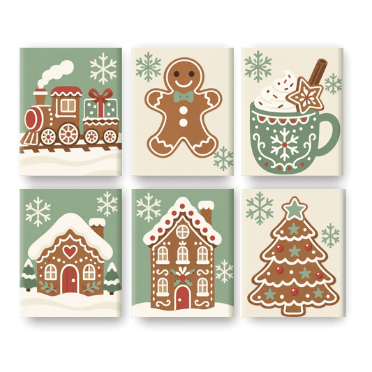6 Mini-Gemälde | Minziger Lebkuchen Set