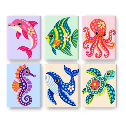 6 Mini-Gemälde | Ozean-Fantasie Set