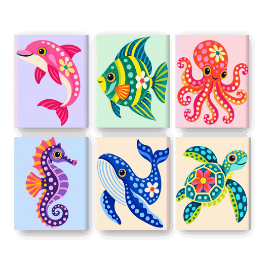 6 Mini-Gemälde | Ozean-Fantasie Set