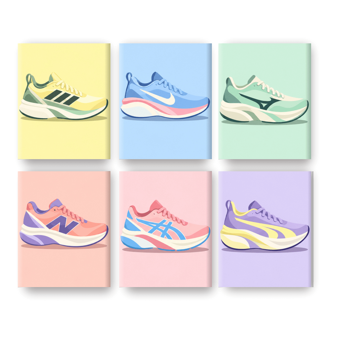 6 Mini-Gemälde | Pastell-Sneaker Set