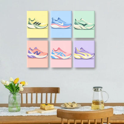 6 Mini-Gemälde | Pastell-Sneaker Set