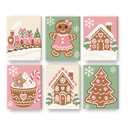 6 Mini-Gemälde | Zuckerpflaumen-Weihnacht Set