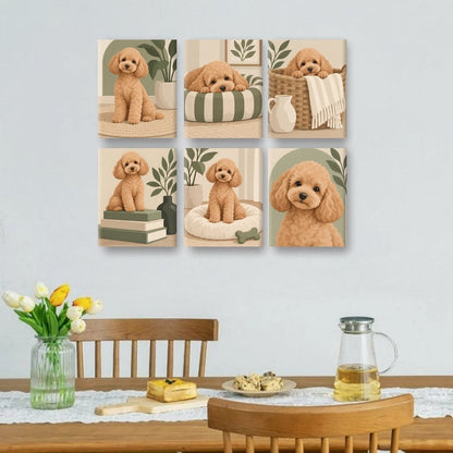6 Mini-Gemälde | Süßes Pudelleben Set