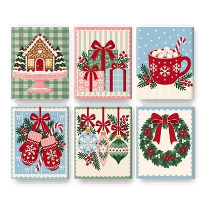 6 Mini-Gemälde | Weihnachtsfäustlinge Set