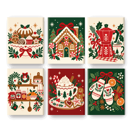 6 Mini-Gemälde | Weihnachtsnaschereien Set