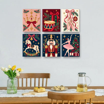 6 Mini-Gemälde | Königliche Weihnachtskrone Set