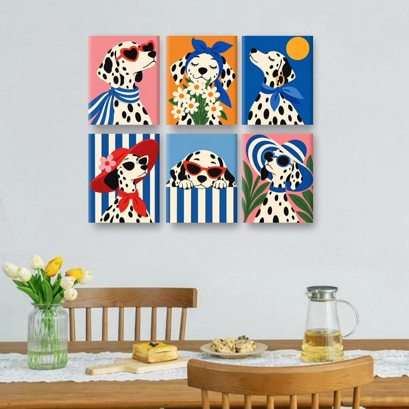 6 Mini-Gemälde | Eleganter Dalmatiner Set