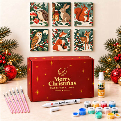 Malen nach Zahlen Weihnachtsgeschenkbox - Weihnachtswald Bundle