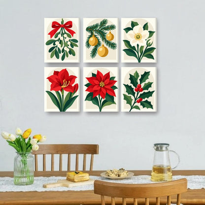 6 Mini-Gemälde | Festliche Blüten Set