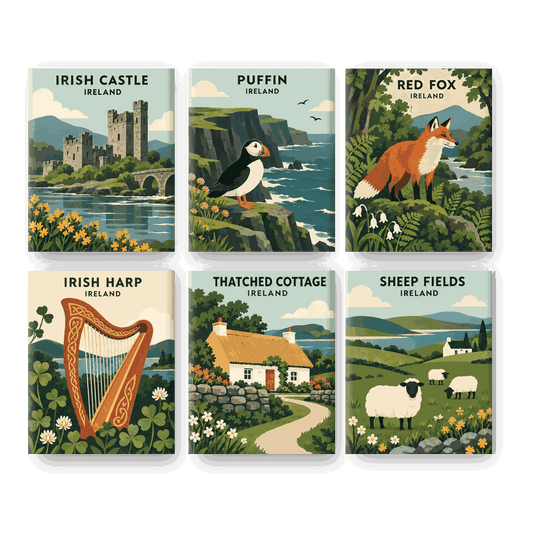 6 Mini-Gemälde | Irische Volksmärchen Set
