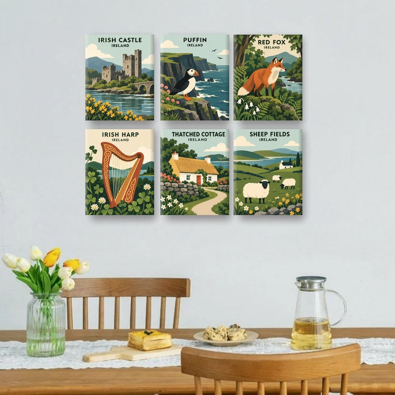 6 Mini-Gemälde | Irische Volksmärchen Set