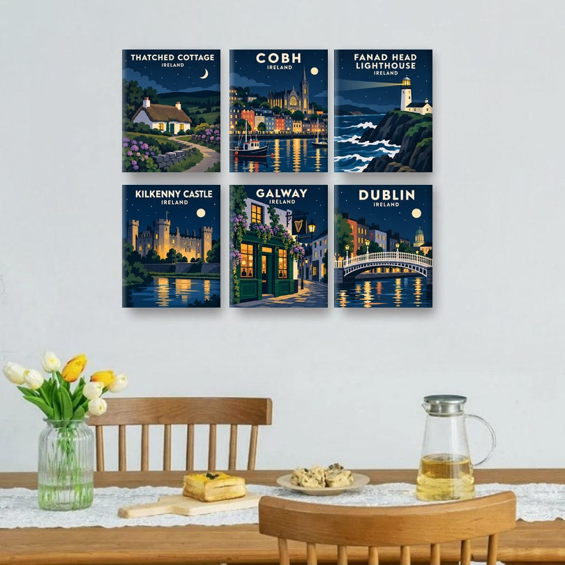 6 Mini-Gemälde | Irische Nächte Set