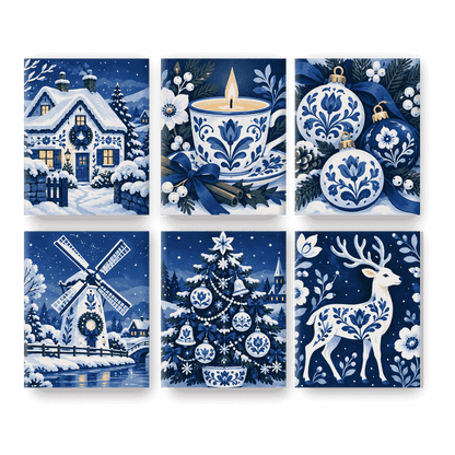 6 Mini-Gemälde | Porzellan-Weihnacht Set