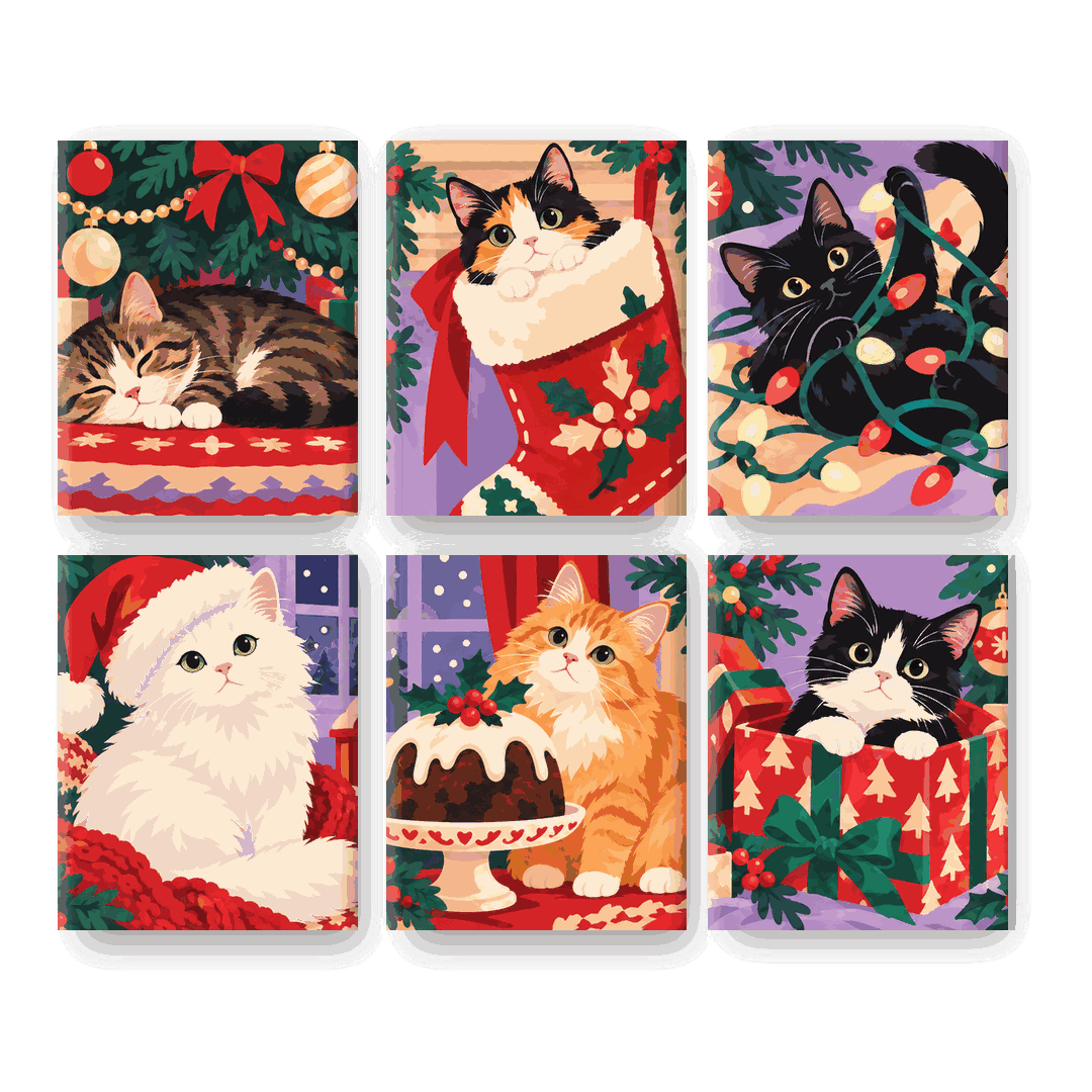 6 Mini-Gemälde | Purrfekte Weihnacht Set