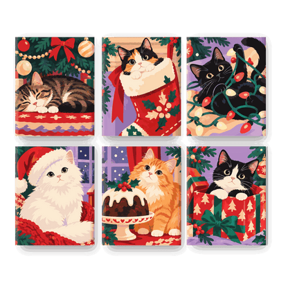 6 Mini-Gemälde | Purrfekte Weihnacht Set