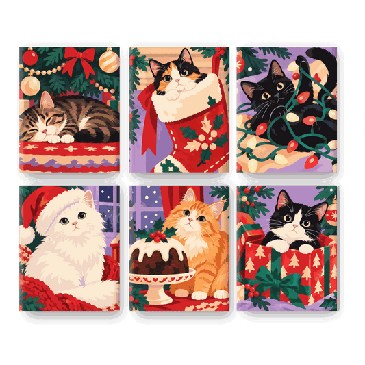 6 Mini-Gemälde | Purrfekte Weihnacht Set