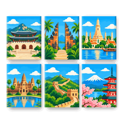 6 Mini-Gemälde | Schätze Asiens Set