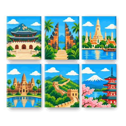 6 Mini-Gemälde | Schätze Asiens Set