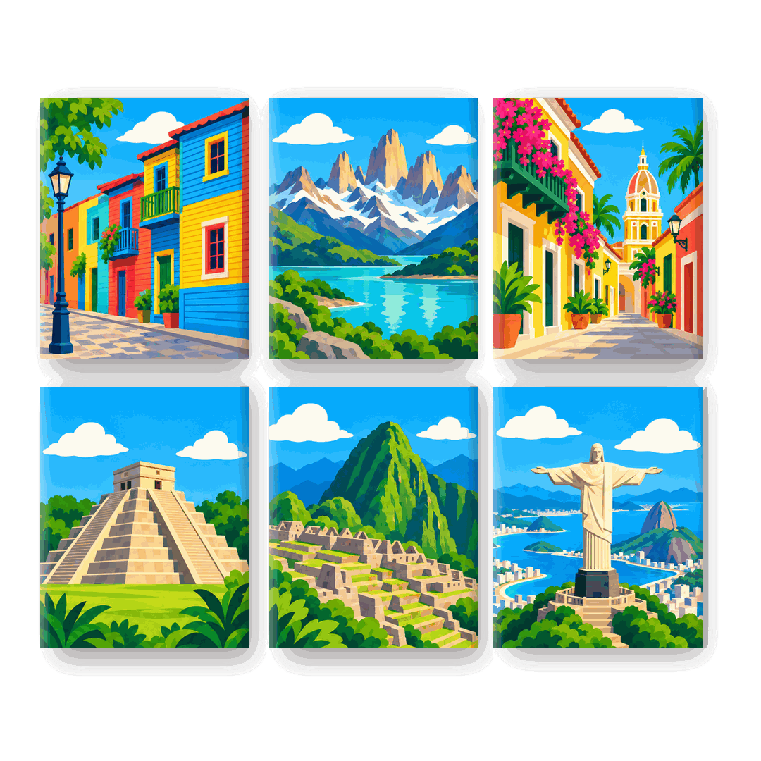 6 Mini-Gemälde | Wunder Lateinamerikas Set
