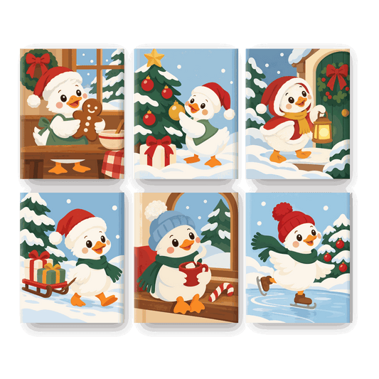 6 Mini-Gemälde | Weihnachtsente Set