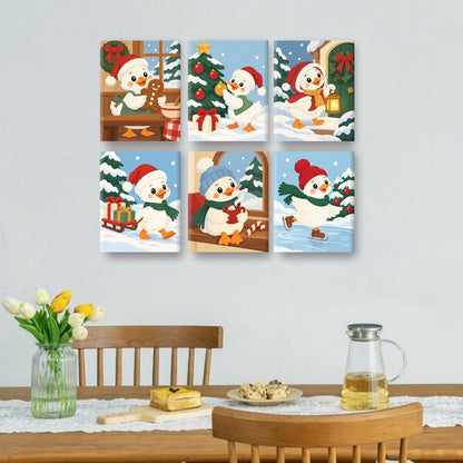 6 Mini-Gemälde | Weihnachtsente Set