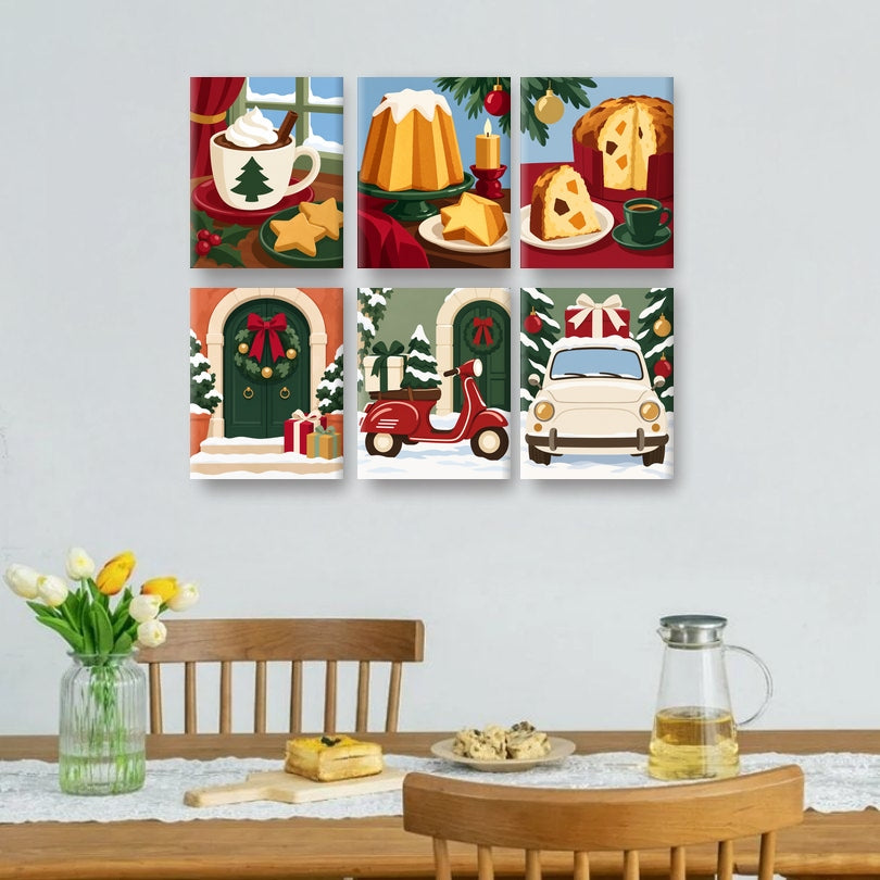 6 Mini-Gemälde | Weihnachtlicher Kakao Set