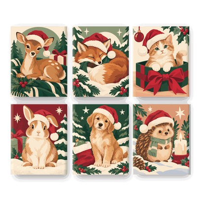 6 Mini-Gemälde | Weihnachtskitz Set