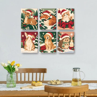 6 Mini-Gemälde | Weihnachtskitz Set