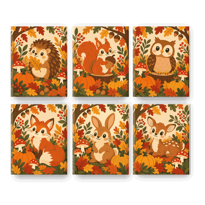 6 Mini-Gemälde | Herbst-Igel Set