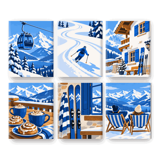 6 Mini-Gemälde | Alpenblau Set