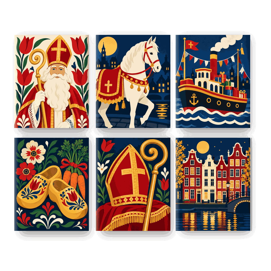 6 Mini-Gemälde | Niederländische Volksfeste Set