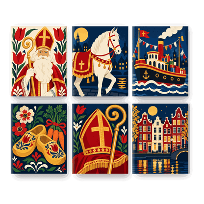 6 Mini-Gemälde | Niederländische Volksfeste Set