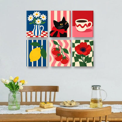 6 Mini-Gemälde | Gänseblümchen-Krug Set
