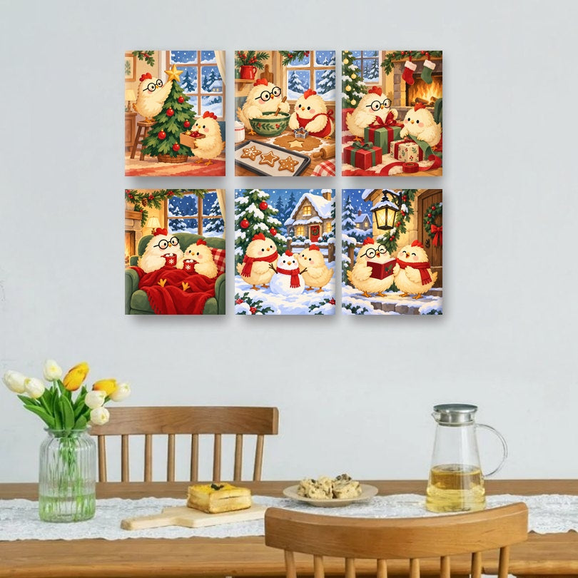 6 Mini-Gemälde | Ein kükenfrohes Fest Set
