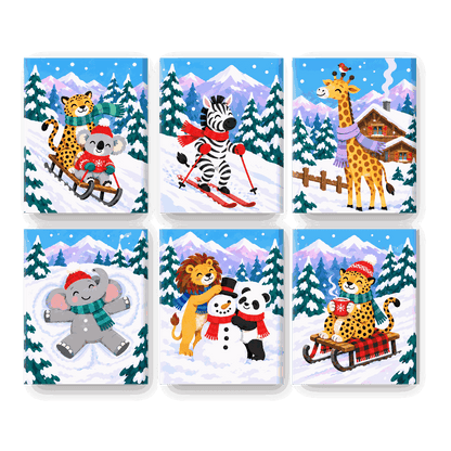 6 Mini-Gemälde | Alpine Safari-Freunde Set