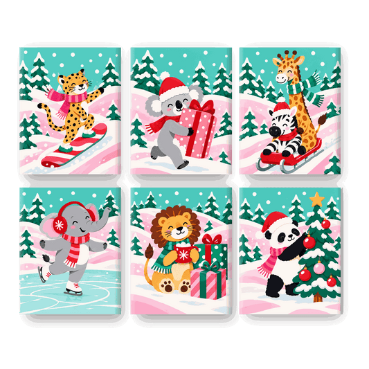 6 Mini-Gemälde | Weihnachtliche Bonbon-Pisten Set