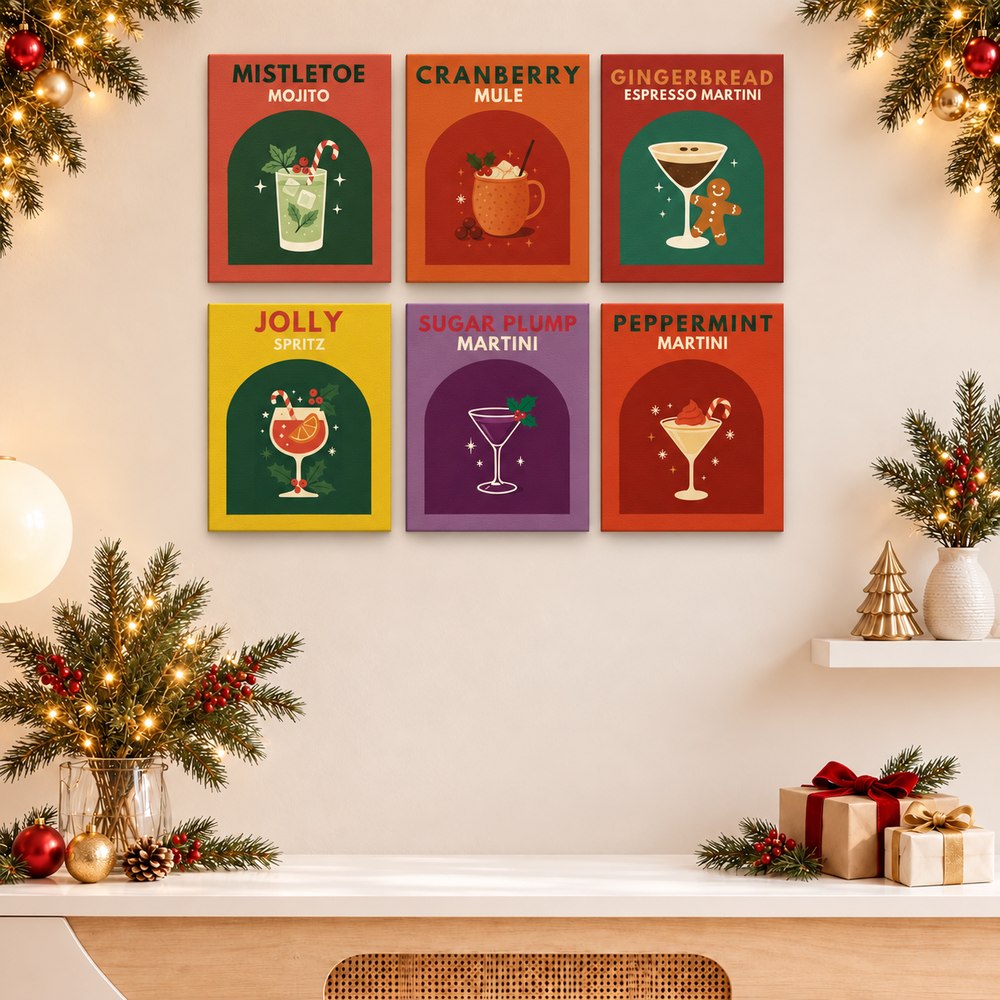 12 Mini-Gemälde | Weihnachtscocktails-Bundle