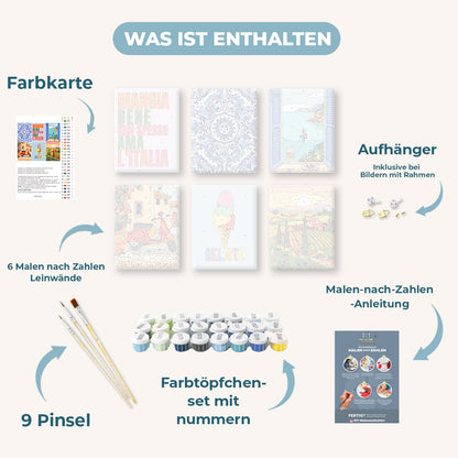 6 Mini-Gemälde | Italienischer Lifestyle Set