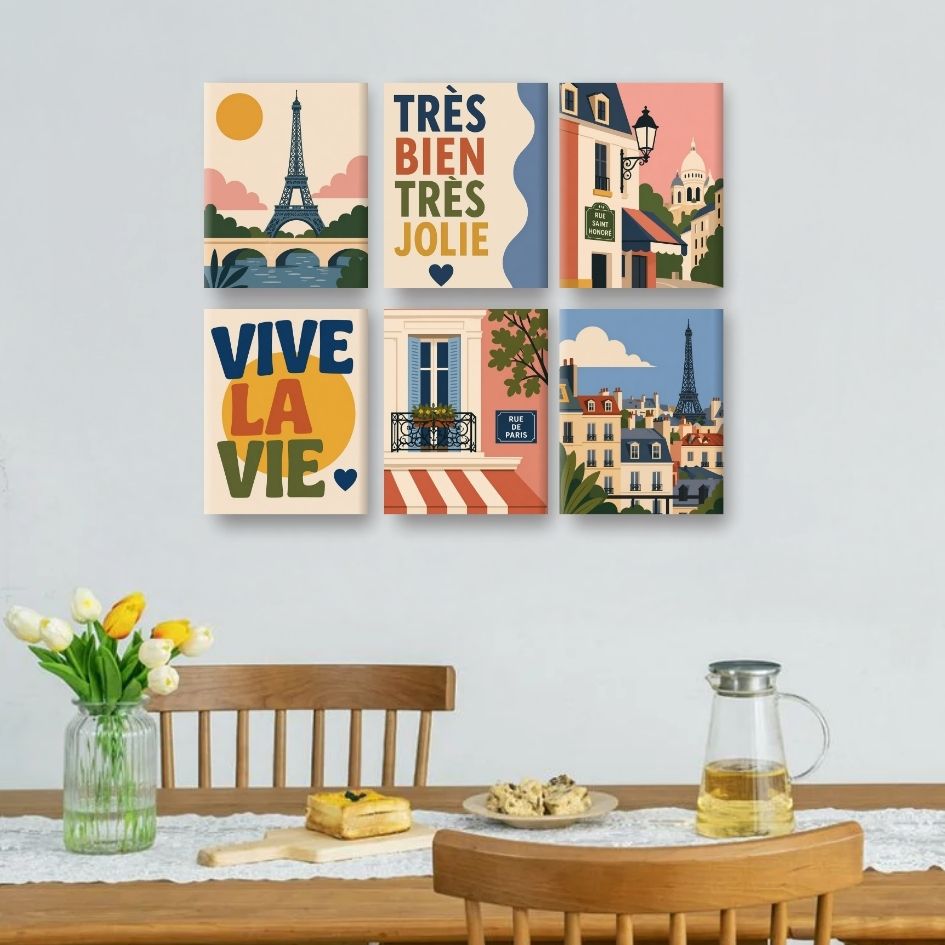 6 Mini-Gemälde | Wunderschönes Paris-Set