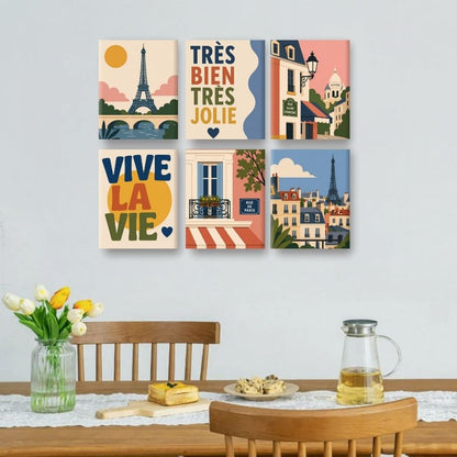 6 Mini-Gemälde | Wunderschönes Paris-Set