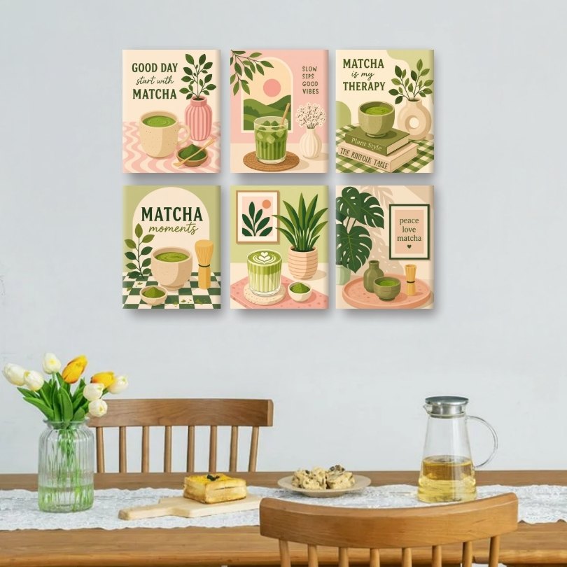 6 Mini-Gemälde | Matcha Therapie Set