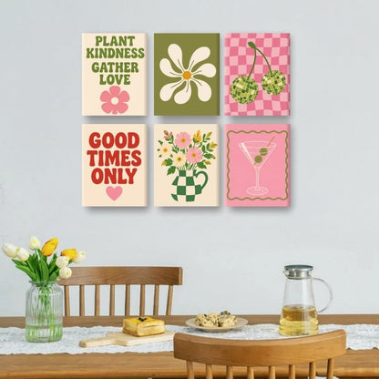 6 Mini-Gemälde | Frischer Strauß Set