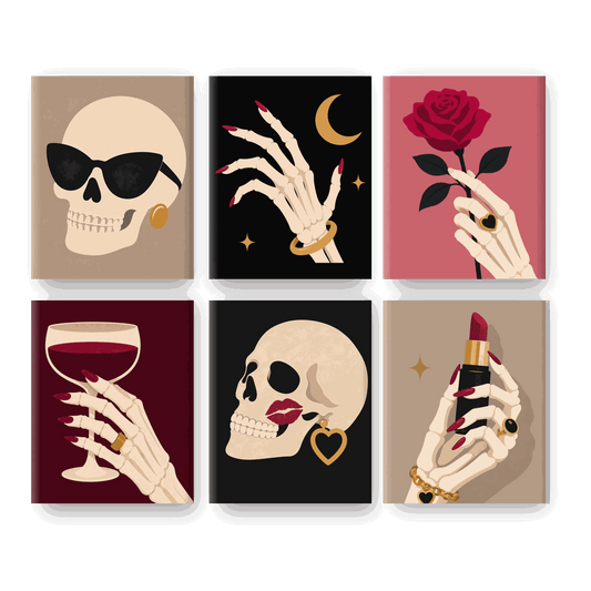 6 Mini-Gemälde | Gothic Glam Set - Malen nach Zahlen