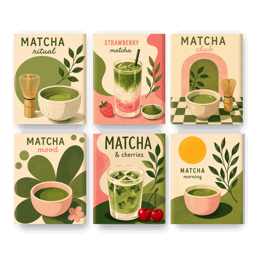 6 Mini-Gemälde | Matcha Ritual Set - Malen nach Zahlen