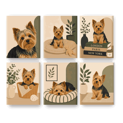 6 Mini-Gemälde | Yorkie Set - Malen nach Zahlen