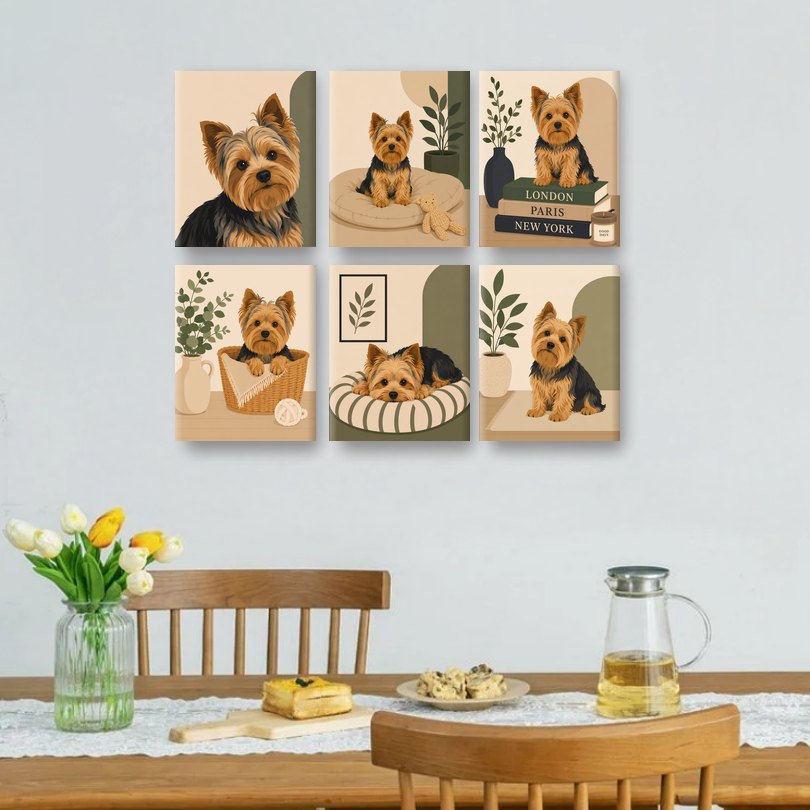 6 Mini-Gemälde | Yorkie Set