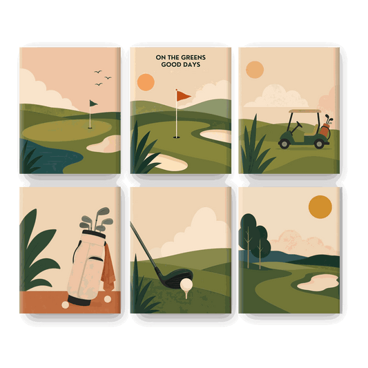 6 Mini-Gemälde | Golfplatz Set - Malen nach Zahlen
