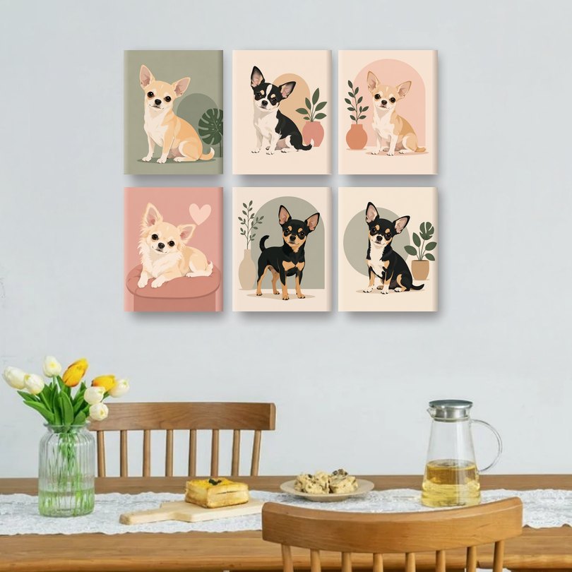 6 Mini-Gemälde | Chihuahua Set