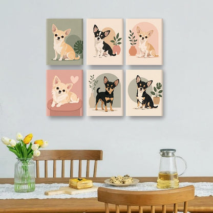 6 Mini-Gemälde | Chihuahua Set