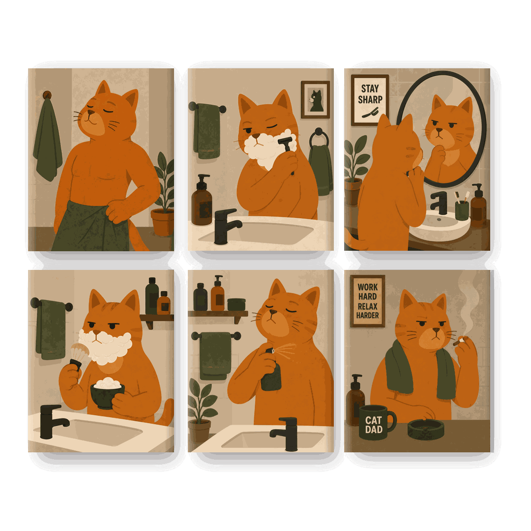 6 Mini-Gemälde | Katzen-Papa Set - Malen nach Zahlen
